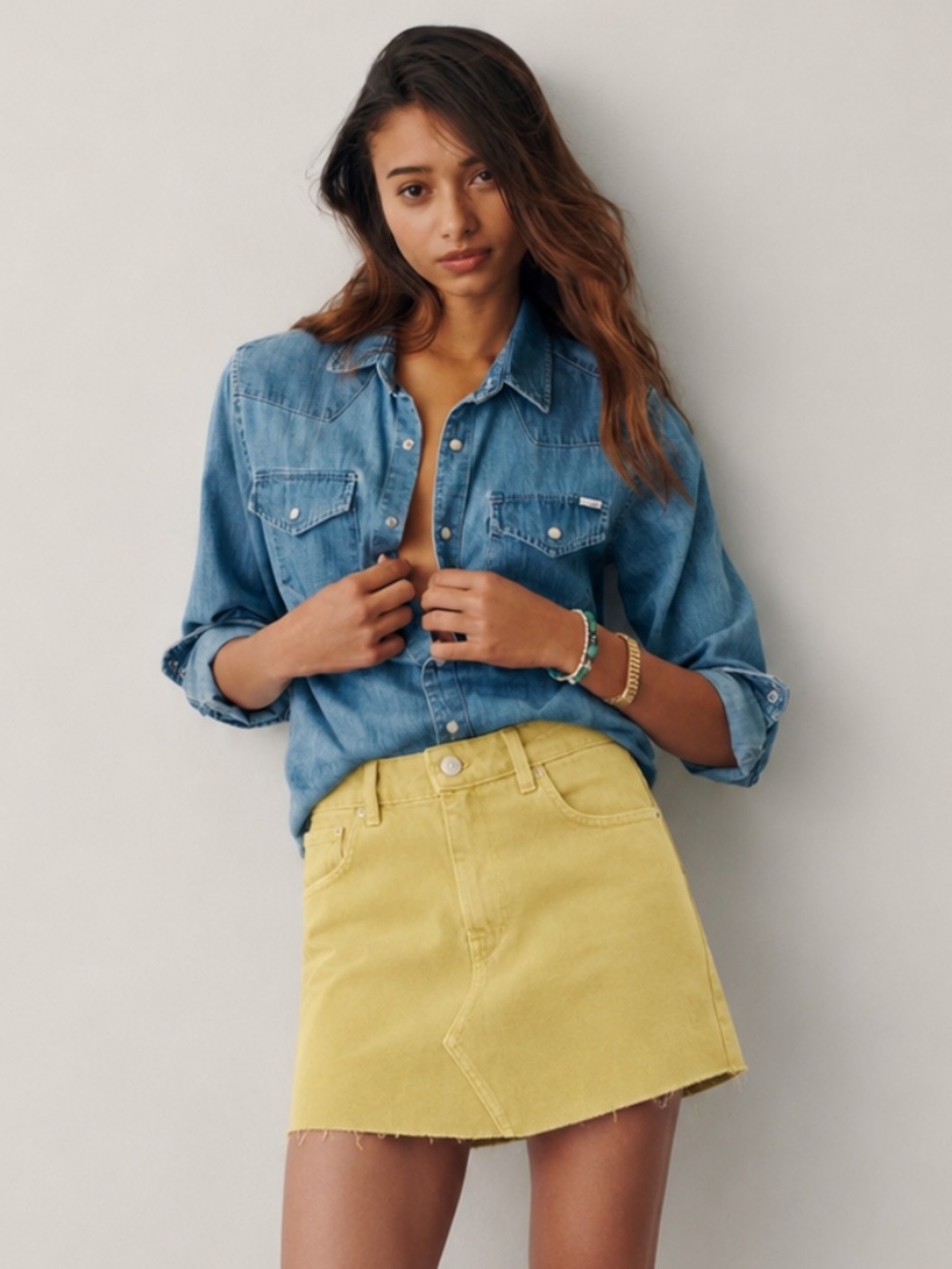 Zara Yellow/Mustard Jeans Skirt Size S